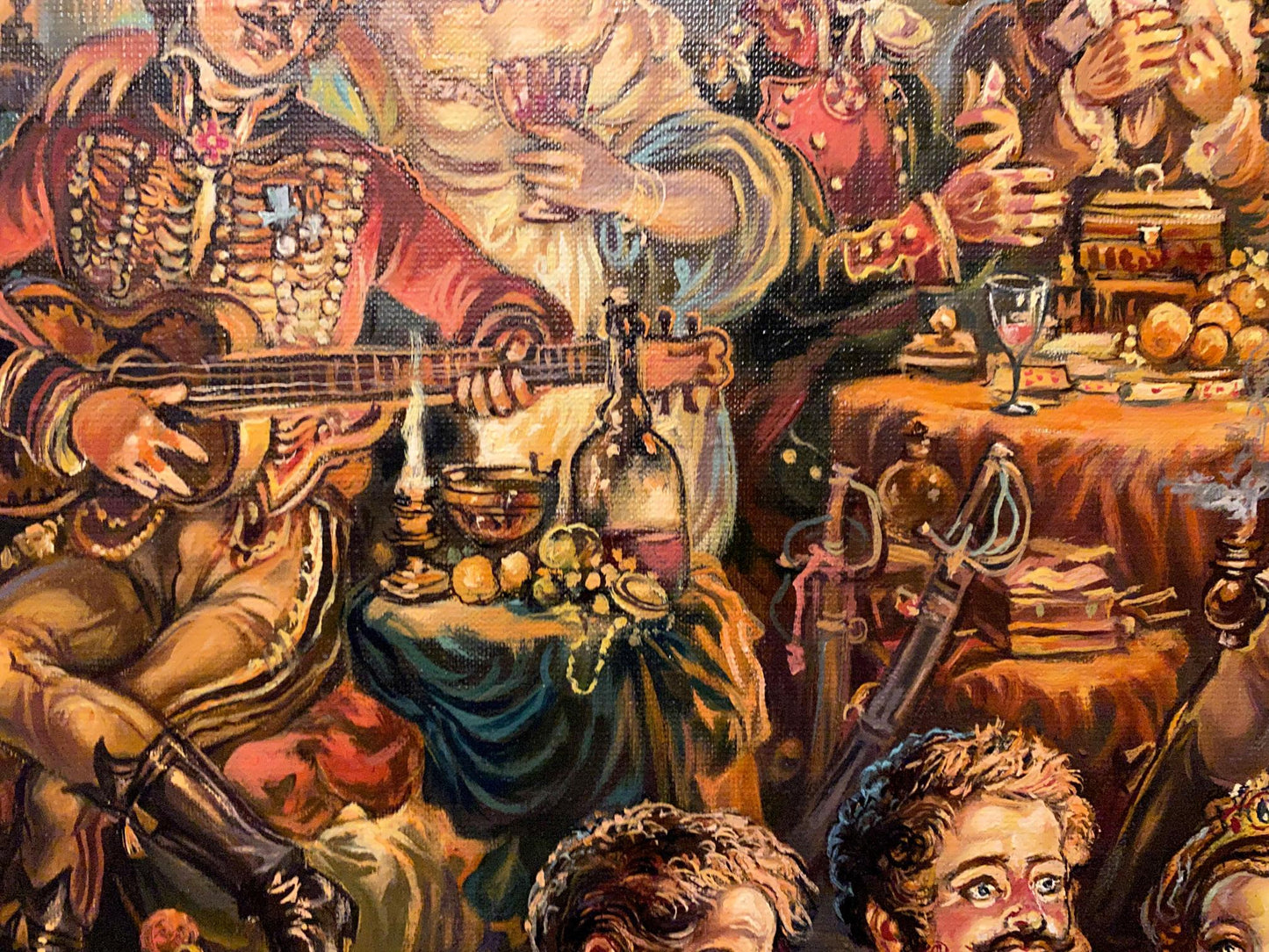 Oil painting by Alexander Arkadievich Litvinov: 19th century party banquet