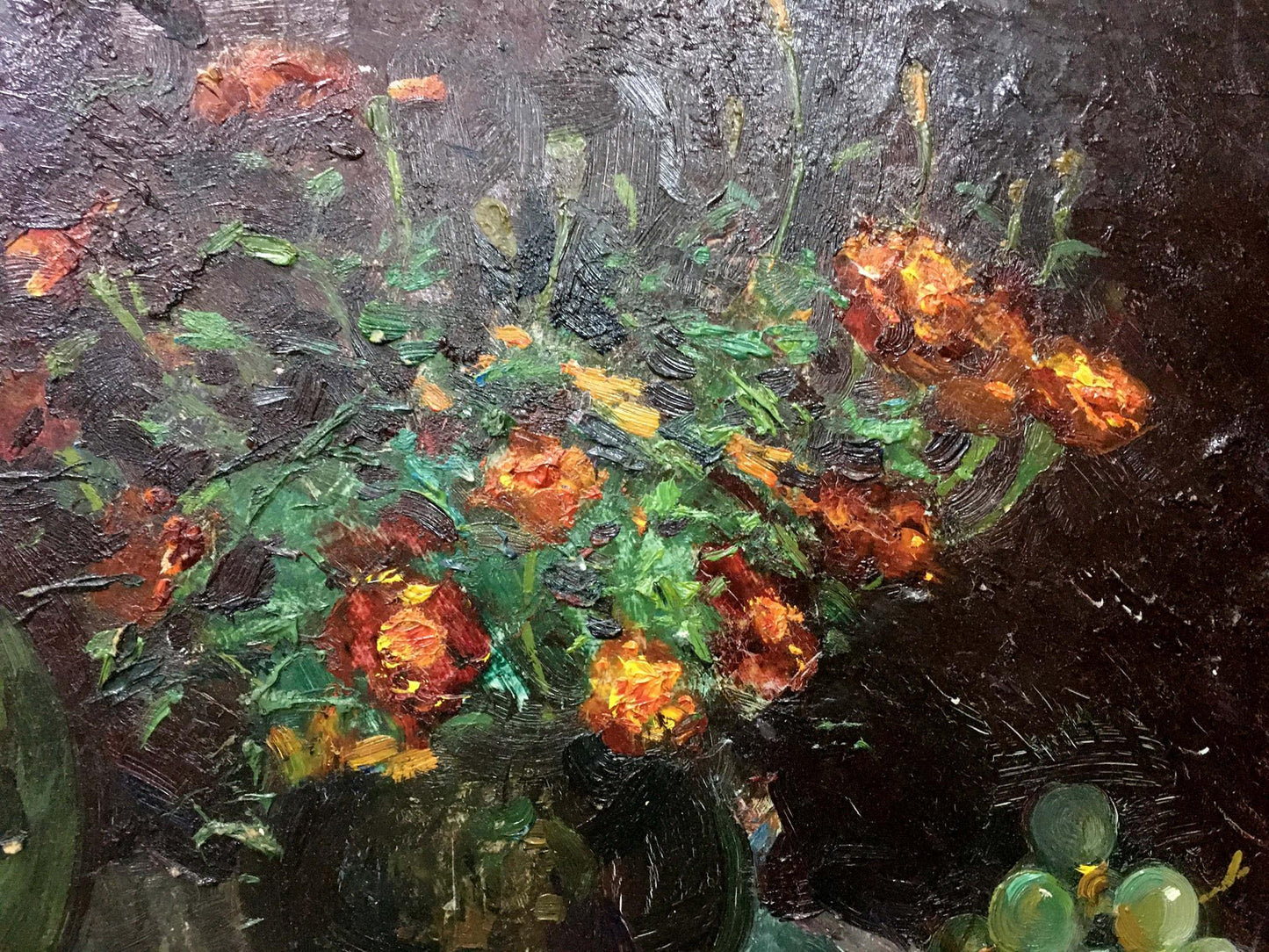 Vibrant oil painting of orange red flowers by Maltsev Nikolay Alexandrovich