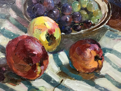 Oil painting by Maltsev Nikolay Alexandrovich with apples and grapes
