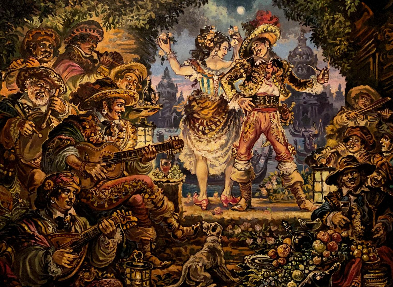 Oil painting of Italian dance by Alexander Arkadievich Litvinov
