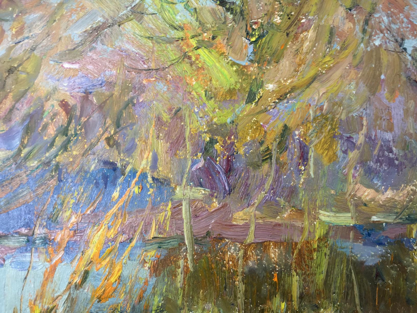 Impressionistic oil painting of reeds by Sevastyanov Viktor Grigoryevich