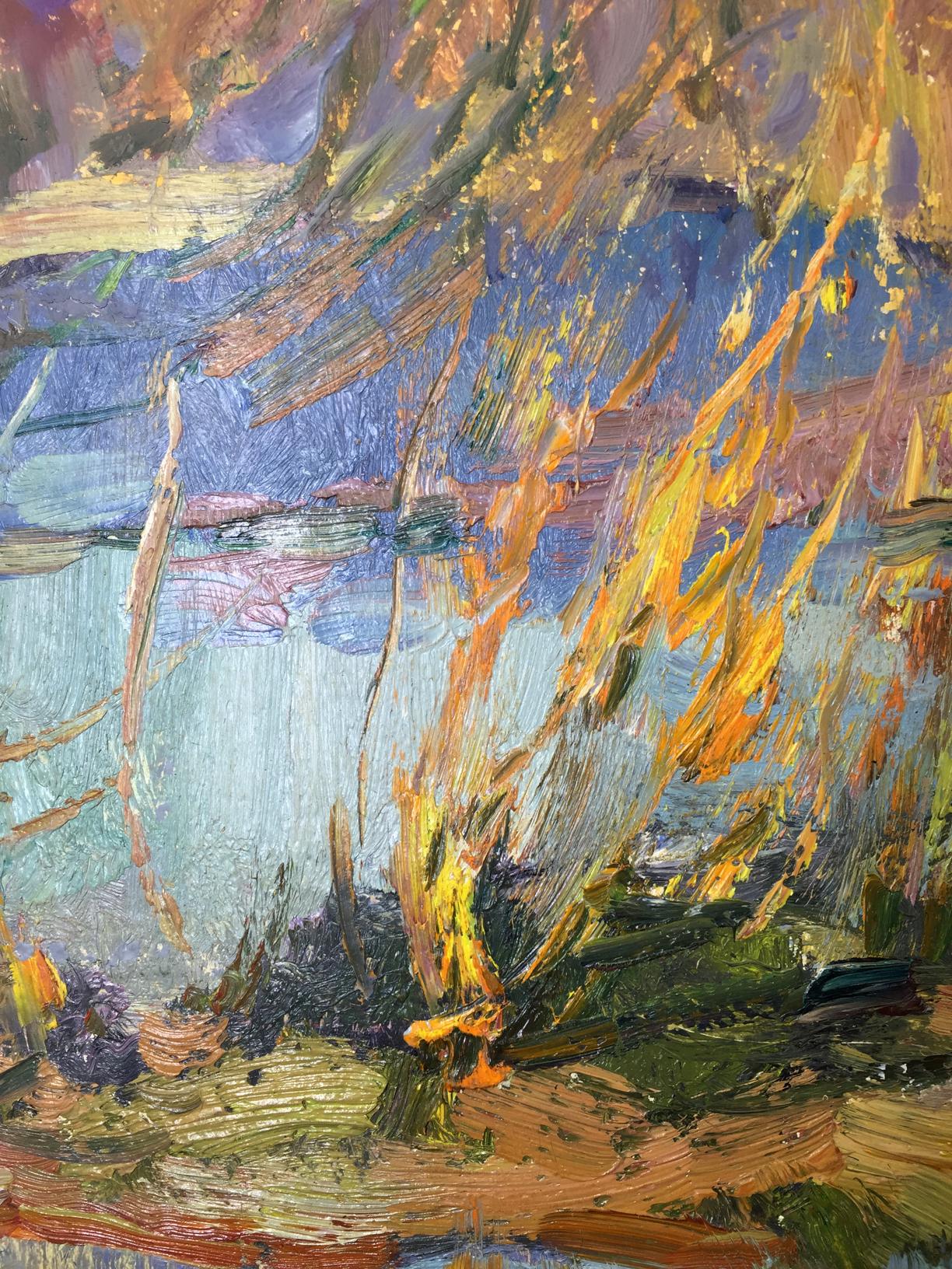 Vibrant impressionist oil painting The Reeds by Sevastyanov Viktor Grigoryevich