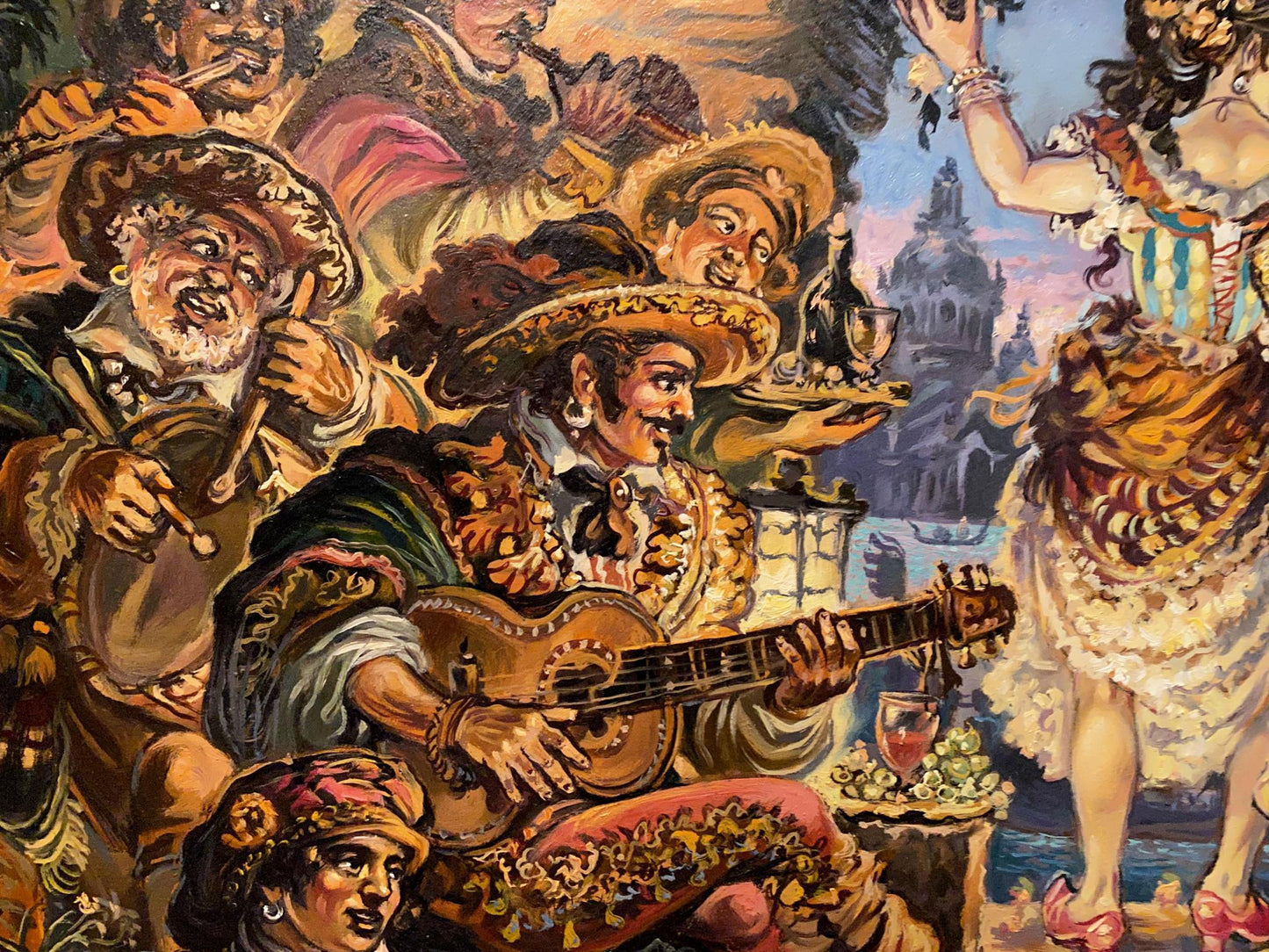 Vibrant oil painting of lively Mexican folk dance by Litvinov