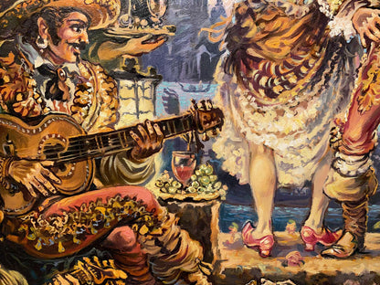 Oil painting of mariachi musician by Litvinov in ornate attire