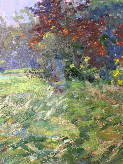 Vibrant impressionist oil painting Glade in the forest by Sevastyanov Viktor Grigoryevich
