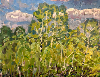 Oil painting by Kolosovsky Georgy Sergeevich of birch grove