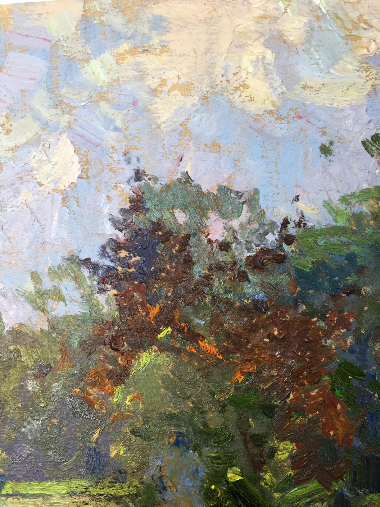Textured impressionist oil painting Glade in the forest by Sevastyanov Viktor Grigoryevich