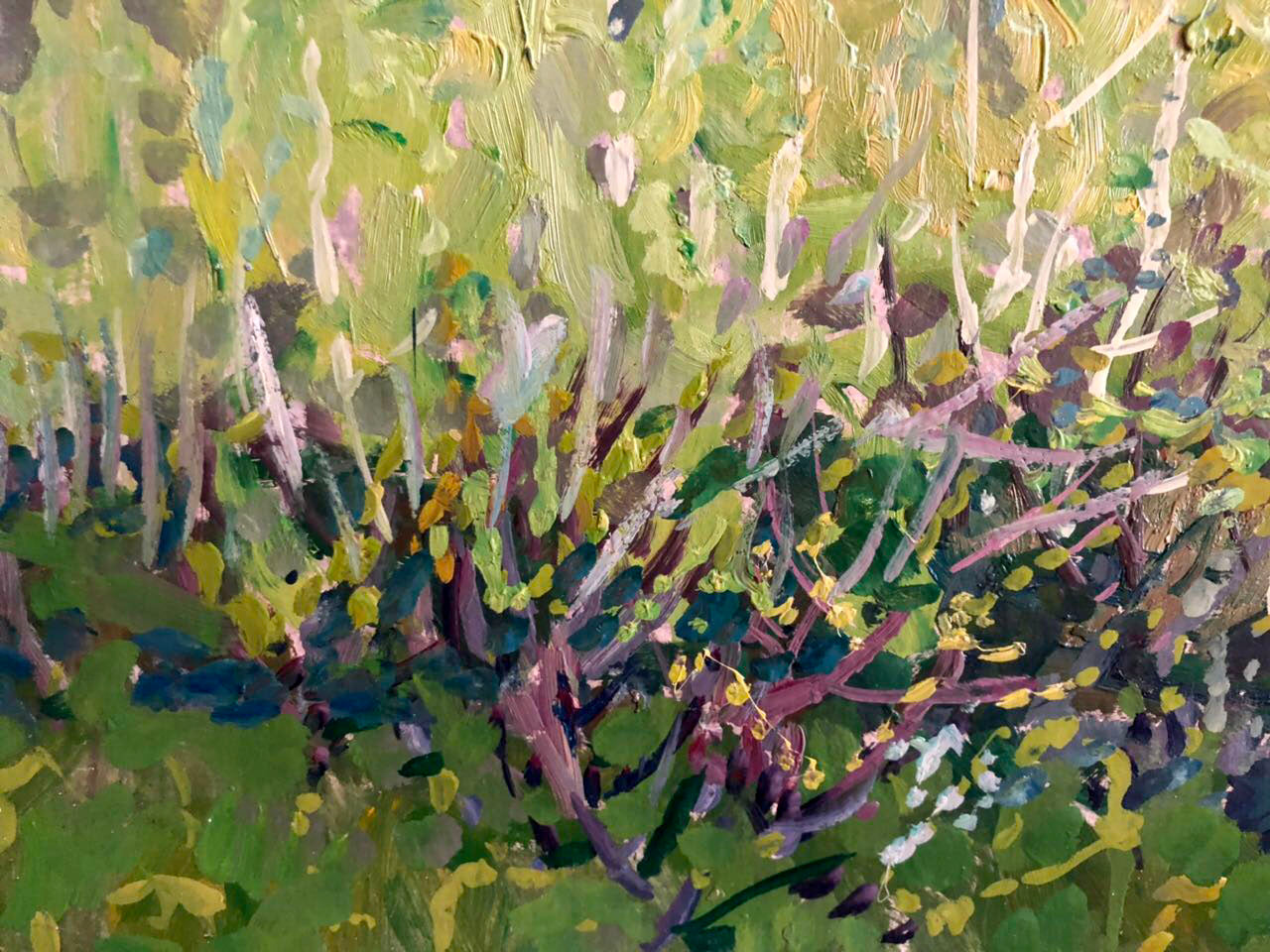 Vibrant impressionist oil painting of dense bush by Kolosovsky Georgy Sergeevich