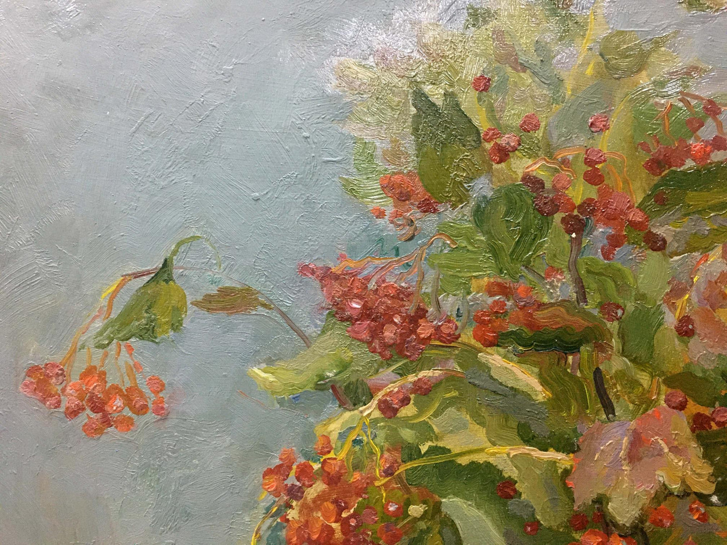 Vibrant oil painting Viburnum Mynka by Alexander Fedorovich with red berries