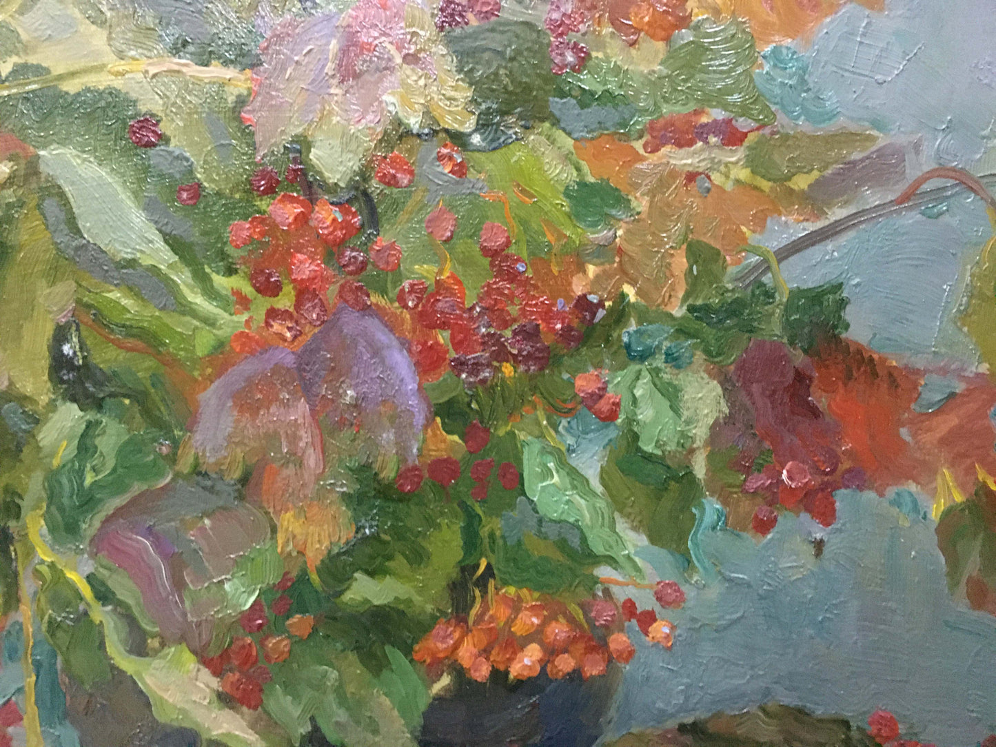 Vibrant impressionist oil painting Viburnum Mynka by Alexander Fedorovich