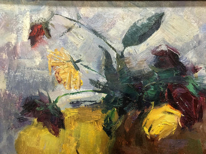 Oil painting by Skubko Sergey Mikhailovich: wilting flower bouquet