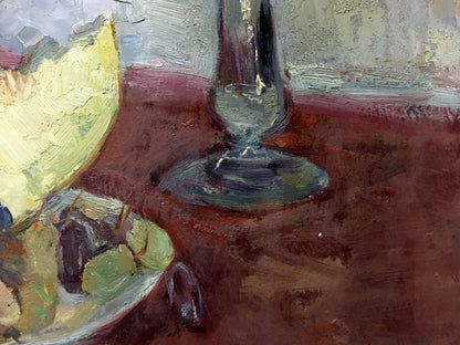 Oil painting of tall slender wine glass by Skubko Sergey Mikhailovich