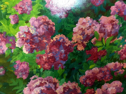 Vibrant pink purple hydrangea oil painting by Garden Masik Vladimir Ilyich