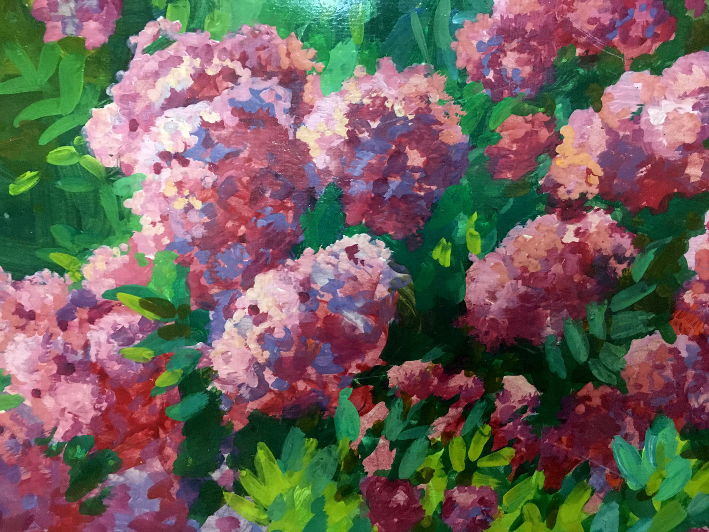 Vibrant pink purple hydrangea oil painting by Garden Masik Vladimir Ilyich
