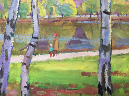 Vibrant oil painting Walk in the park by Khrustalenko Nikolay Alexandrovich