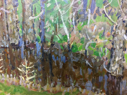 Vibrant impressionist oil painting In the Woods by Kolomoitsev Petr Mikhailovich