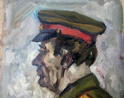 Oil painting portrait of officer Vladimir Budnikov in profile