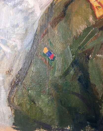 Oil painting Portrait of an officer Vladimir Budnikov abstract textured landscape