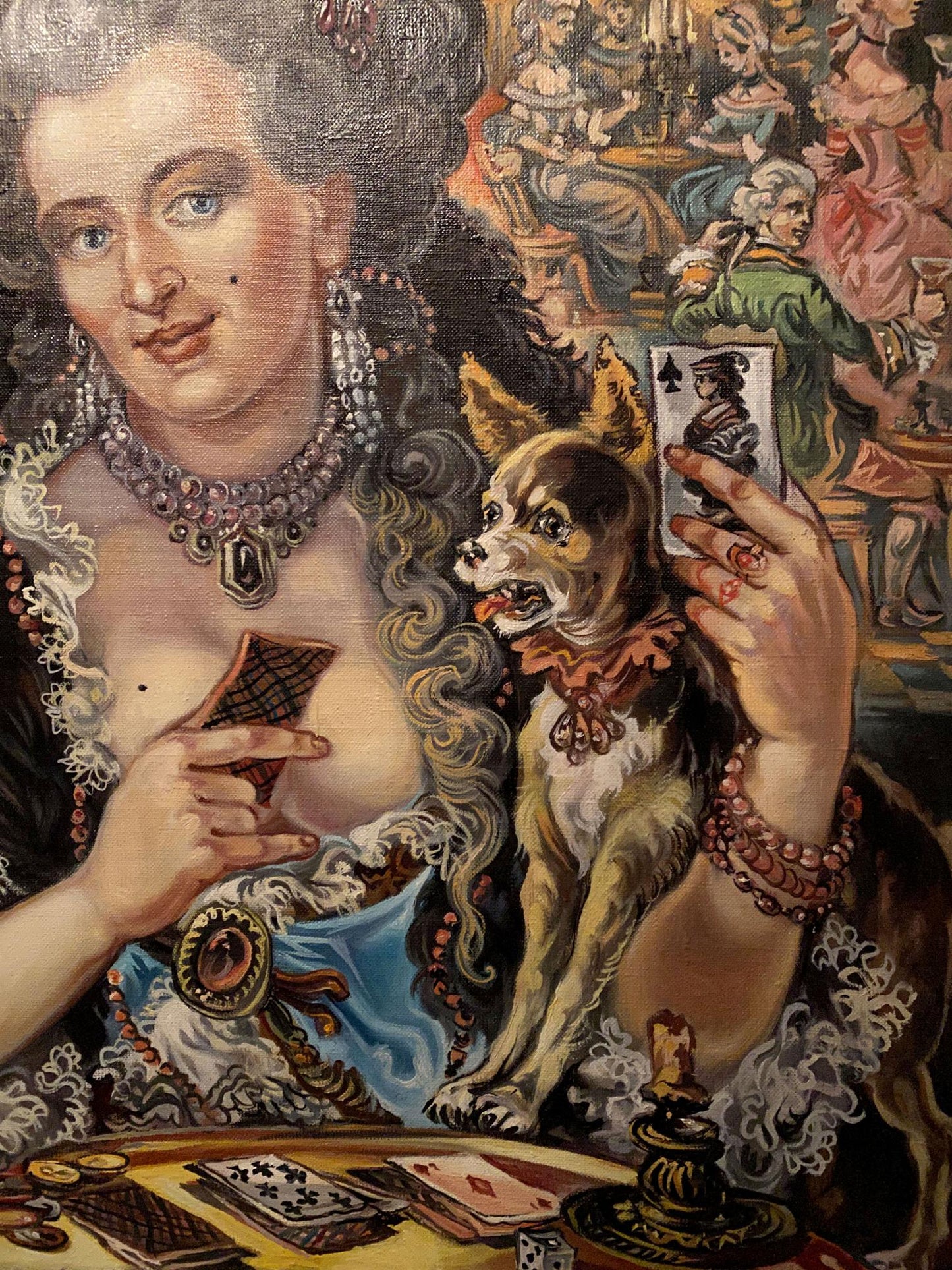 Oil painting Marquise by Alexander Arkadievich Litvinov, woman with cards