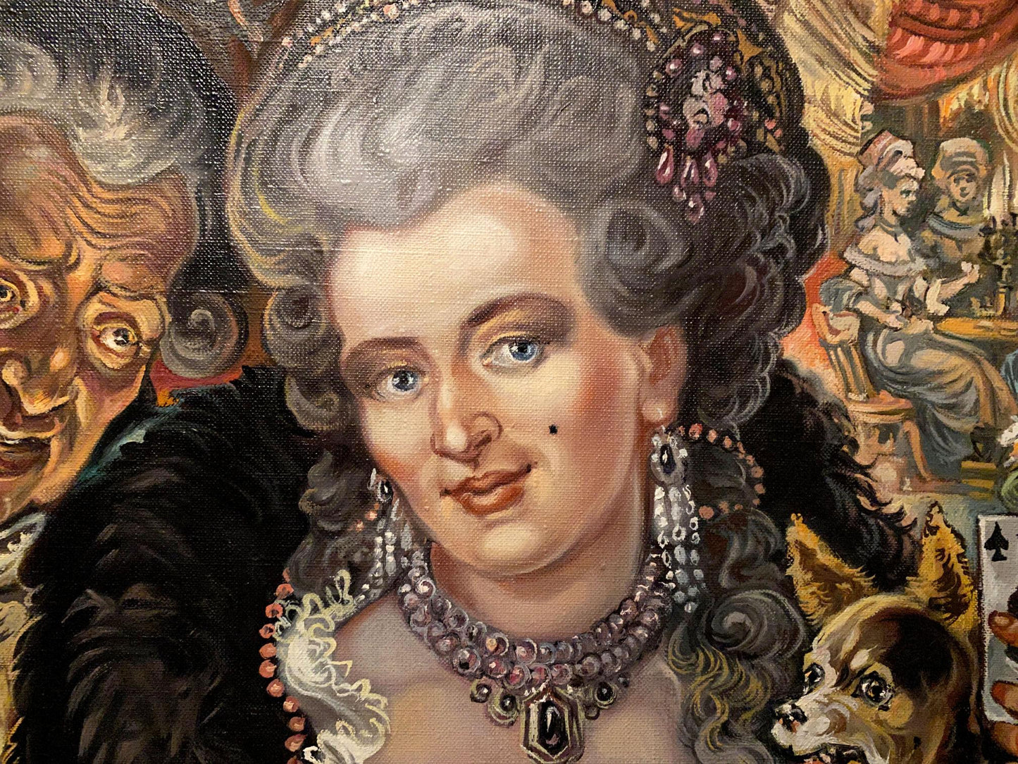 Ornate oil painting portrait of Marquise by Alexander Arkadievich Litvinov