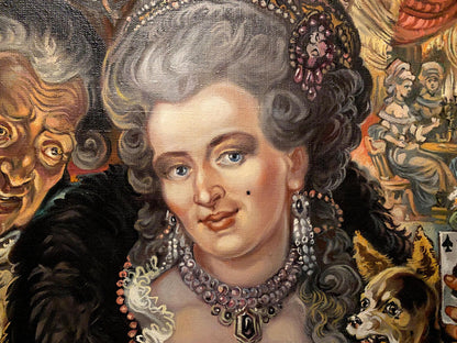 Ornate oil painting portrait of Marquise by Alexander Arkadievich Litvinov