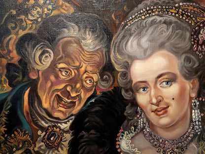 Oil painting Marquise Alexander Arkadievich Litvinov with ornate 18th-century figures
