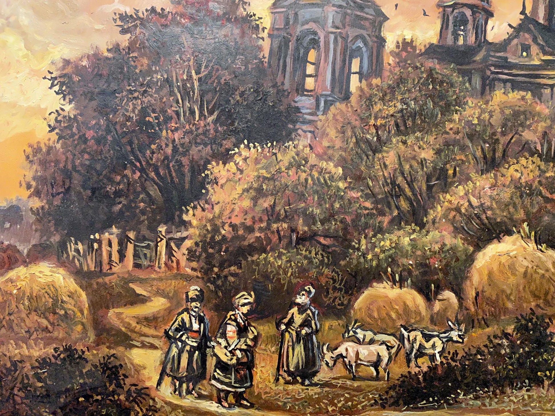Oil painting "Monastery with a Crimson Sunset" by Alexander Litvinov