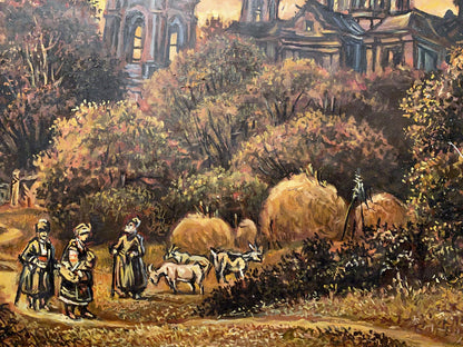 Monastery with a Crimson Sunset, an oil painting by Alexander Litvinov