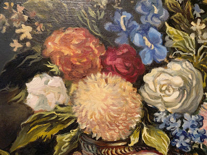 Oil painting Still life by Alexander Arkadievich Litvinov with vibrant flowers