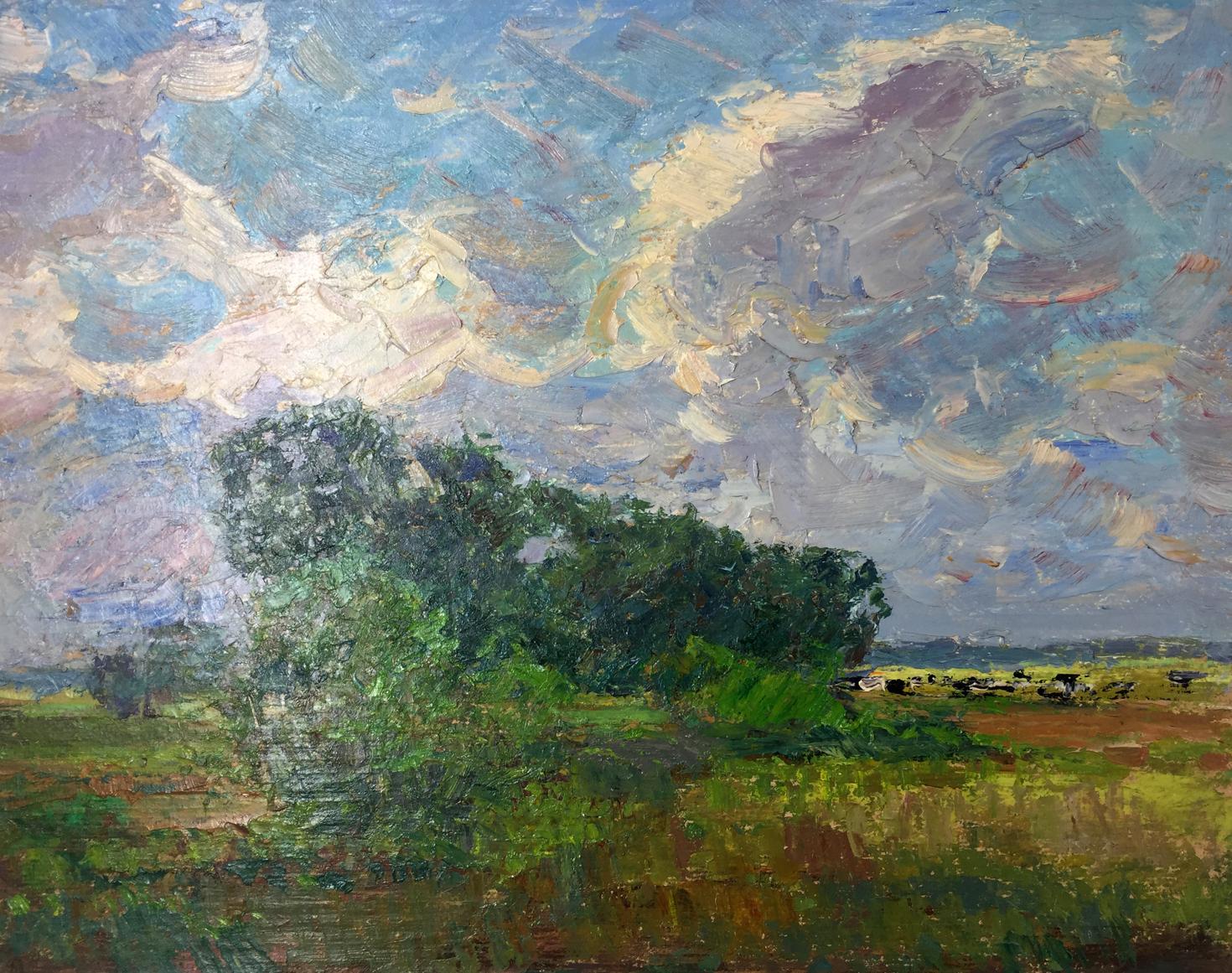 Vibrant impressionist oil painting After the Rain on the Field by Sevastyanov Viktor Grigoryevich
