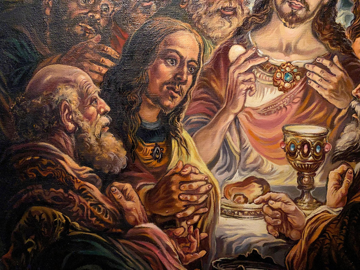 Oil painting of ornate golden chalice by Participle Alexander Arkadievich Litvinov