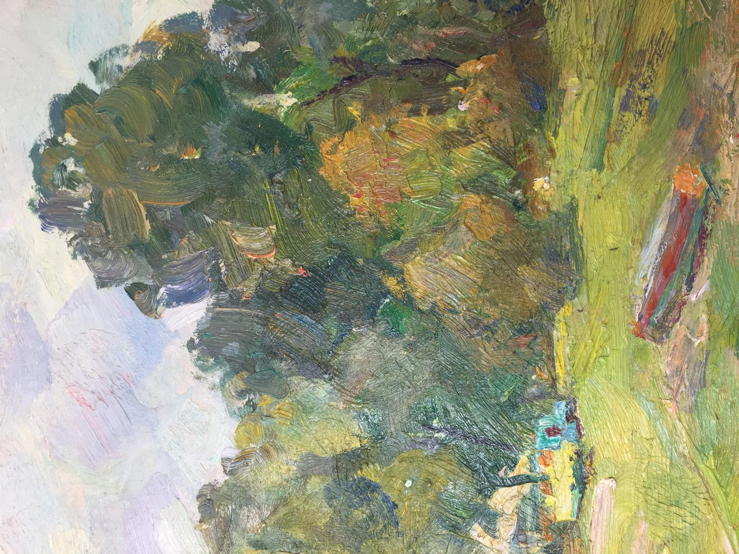 Oil painting Warm summer by M.y Grigory Semenovich, textured tree