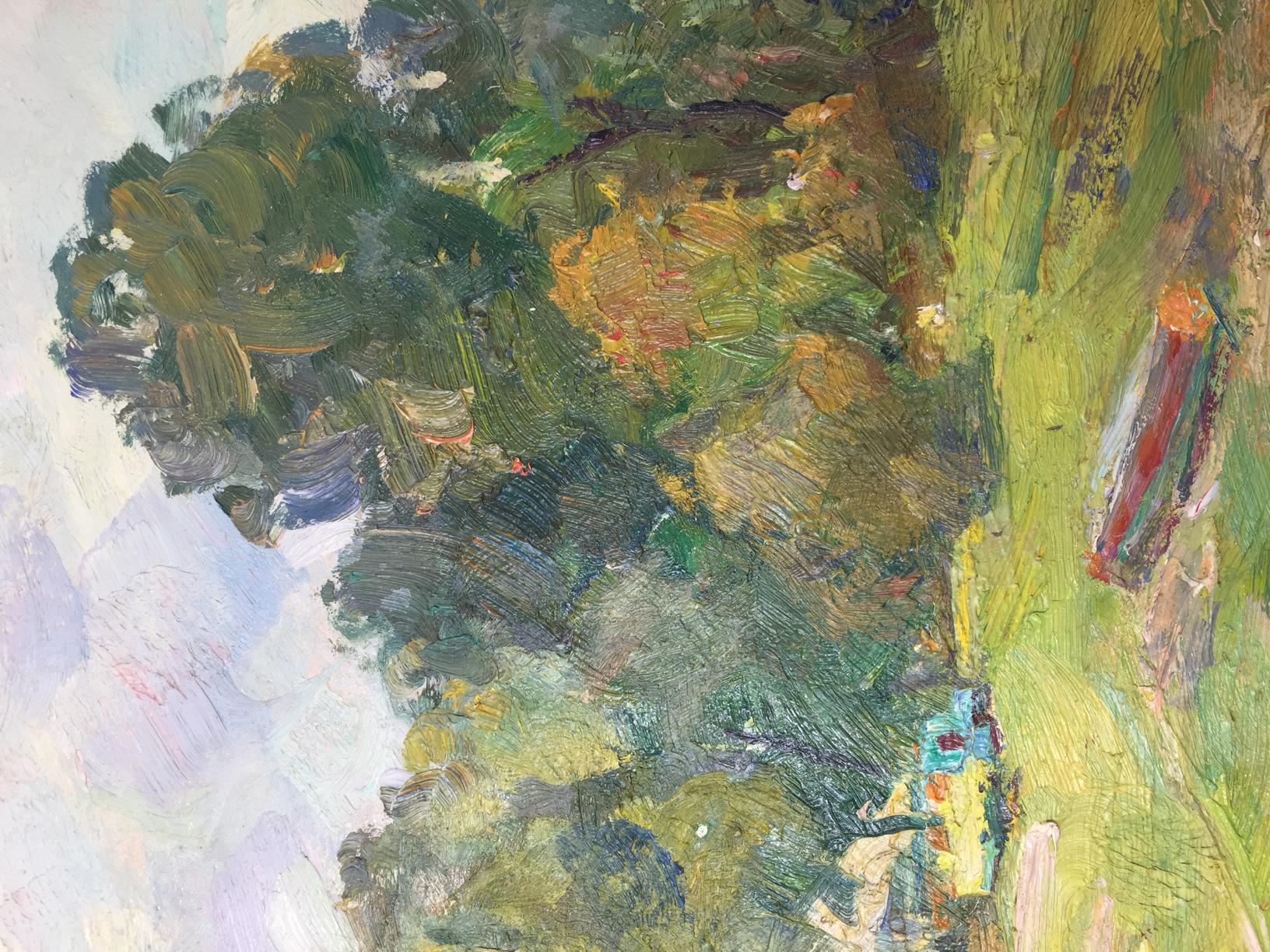 Oil painting Warm summer by M.y Grigory Semenovich, textured tree