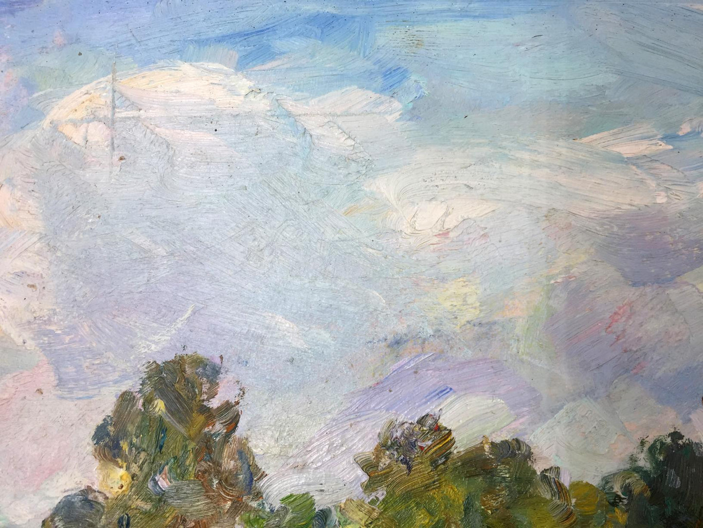 Oil painting by M.y Grigory Semenovich: impressionist mountains under cloudy sky