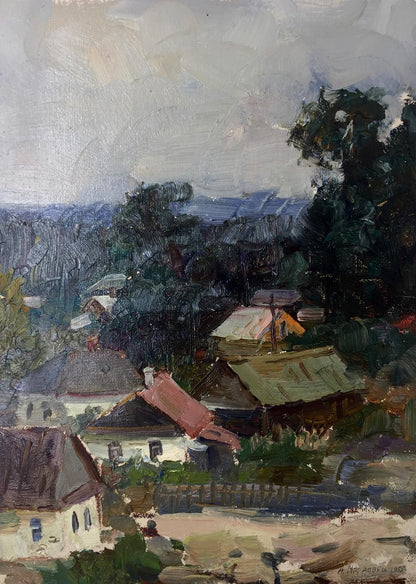 Impressionistic oil painting of village by Mordovets Andrey Nikitich