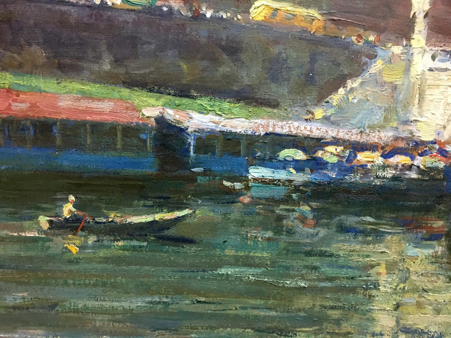 Oil painting of rowboat on calm water by Preobrazhenskiy Boris Vladimirovich