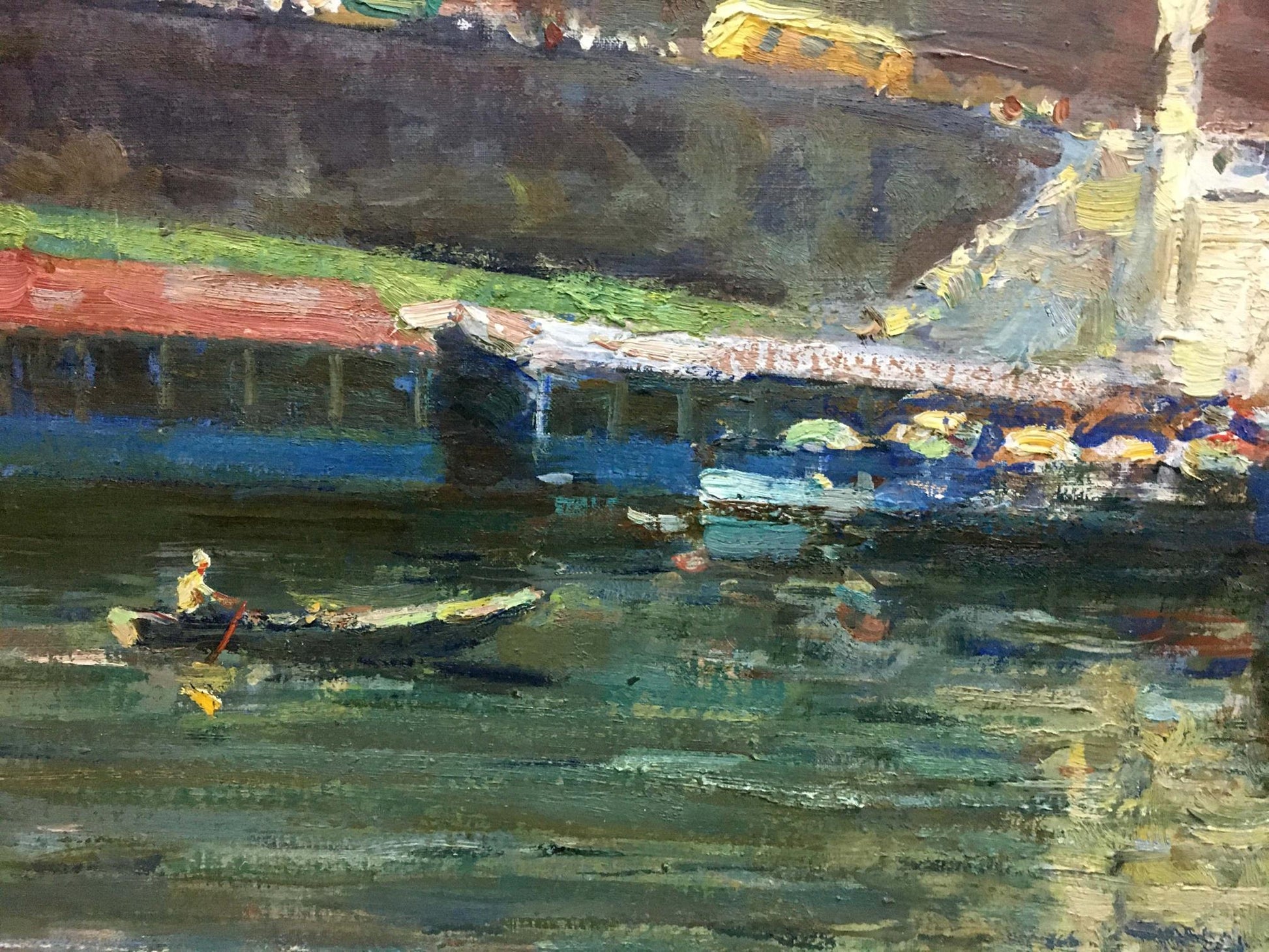 Oil painting of rowboat on calm water by Preobrazhenskiy Boris Vladimirovich