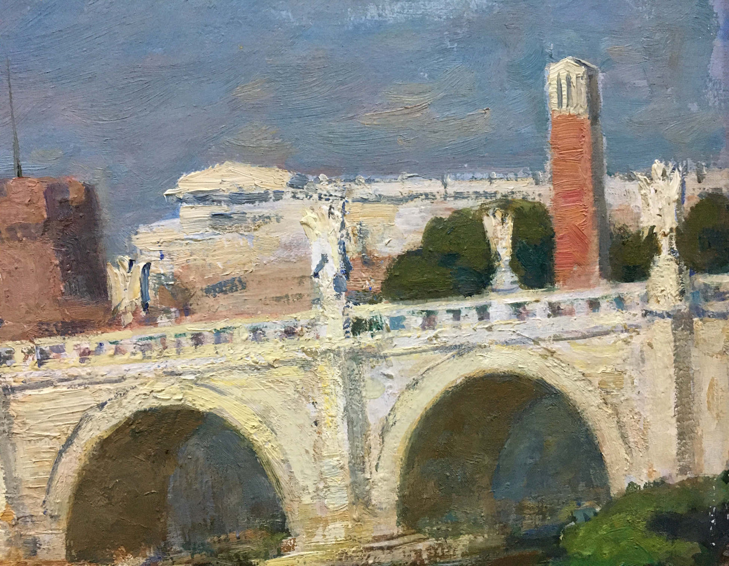 Oil painting of stone bridge and castle by Preobrazhenskiy Boris Vladimirovich