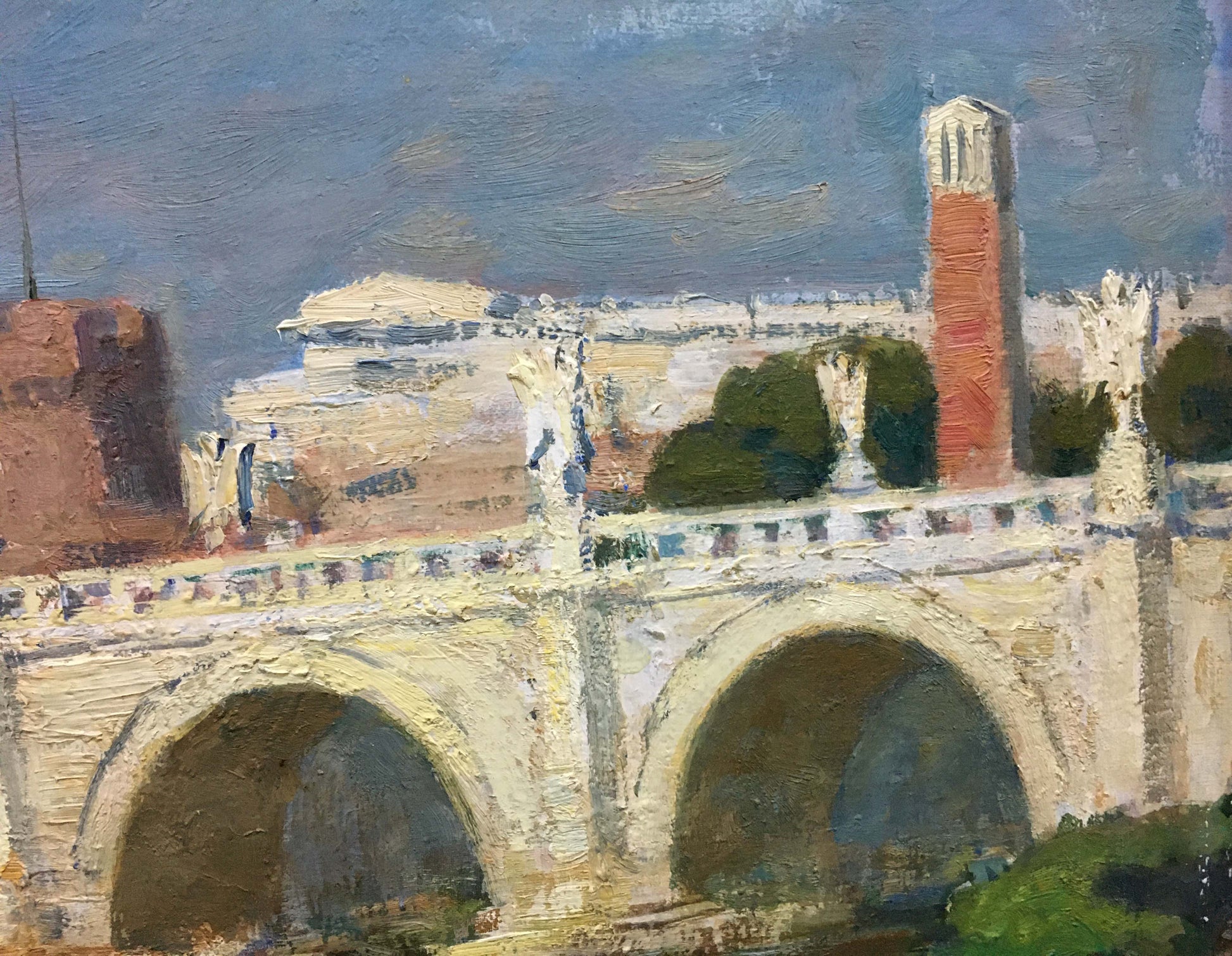 Oil painting of stone bridge and castle by Preobrazhenskiy Boris Vladimirovich