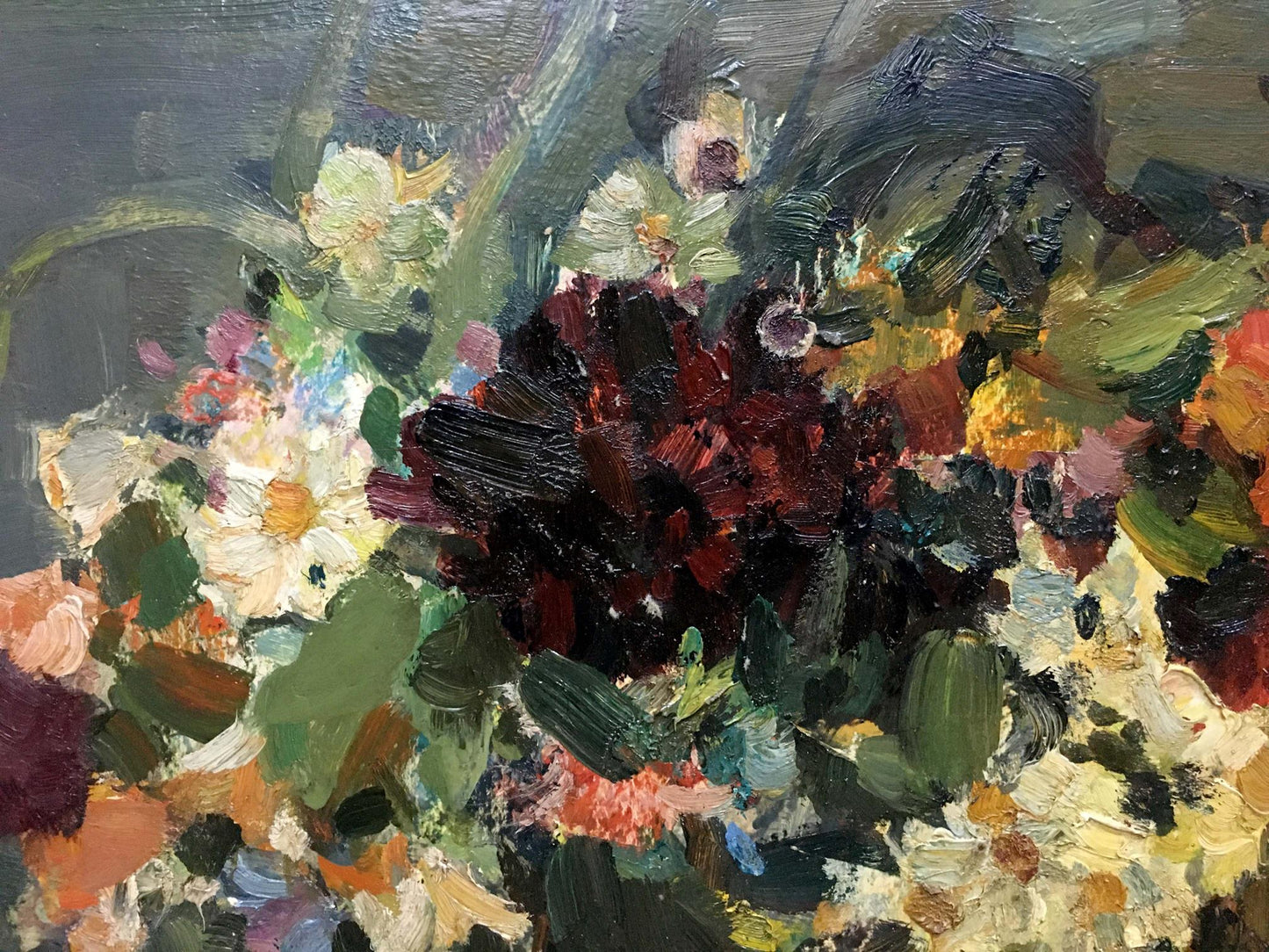 Vibrant impressionistic oil painting of flowers in water by Bezugly Daniil Ivanovich