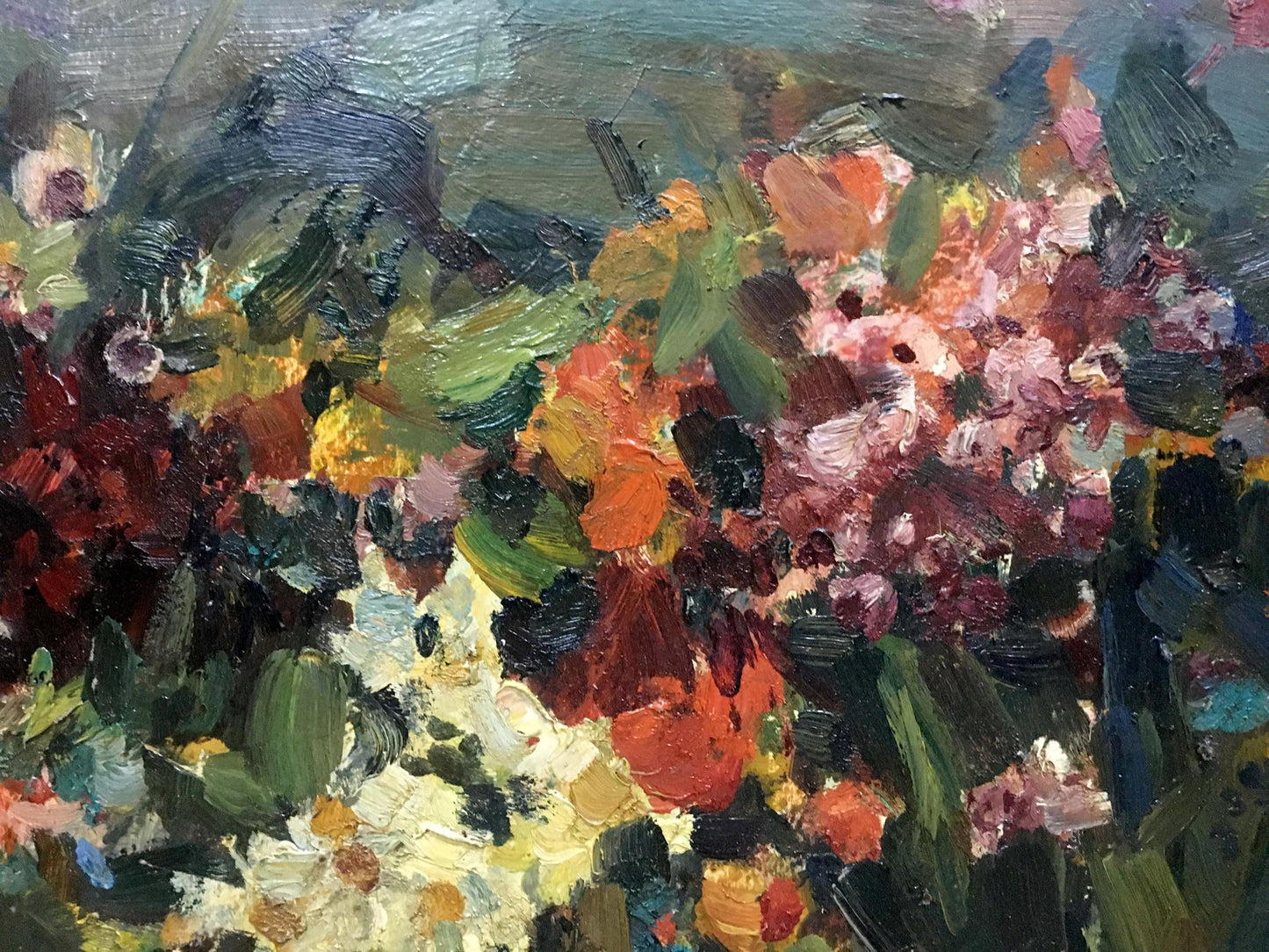 Vibrant oil painting of dense floral field by Bezugly Daniil Ivanovich