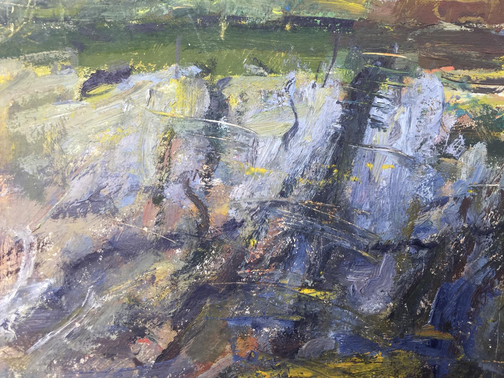 Oil painting Autumn by Petrashevsky Stanislav Vasilievich, abstract green gray blue yellow