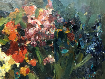 Vibrant impasto oil painting of flowers by Bezugly Daniil Ivanovich