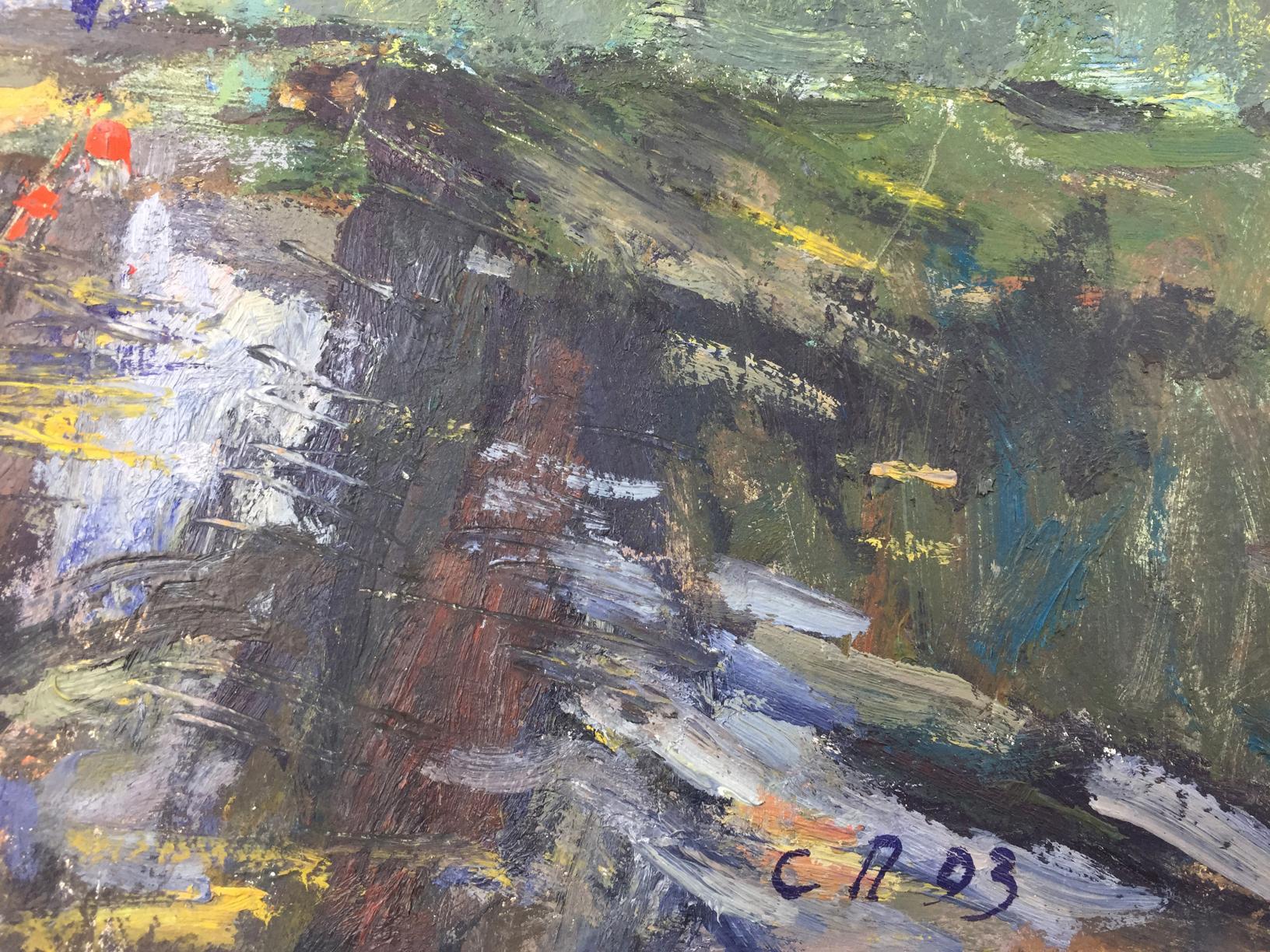 Autumn Petrashevsky oil painting by Stanislav Vasilievich with abstract textured brushstrokes