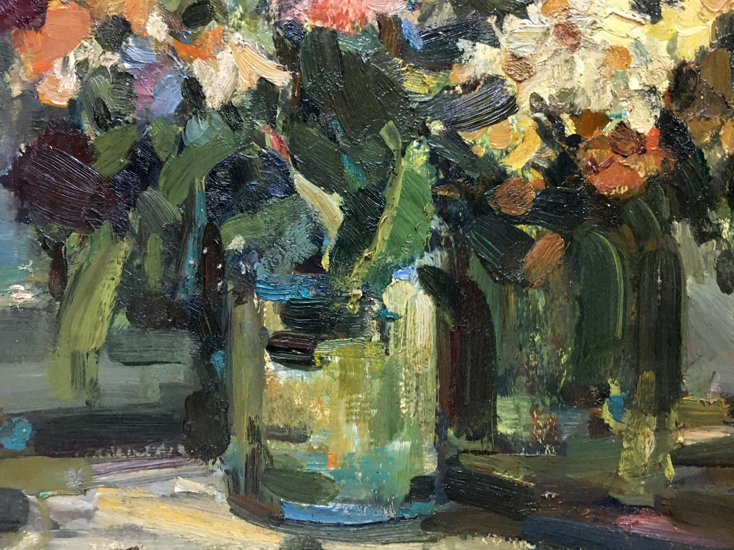 Vibrant impressionistic oil painting of flowers in vase by Bezugly Daniil Ivanovich