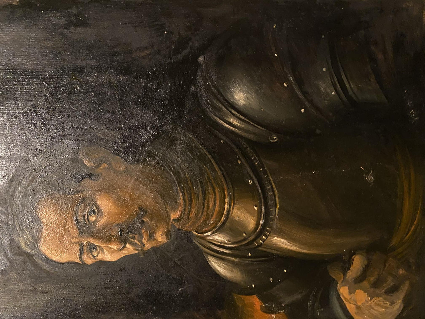 Oil painting portrait of armored man by Alexander Arkadievich Litvinov