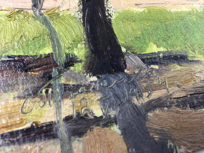 Oil painting City Park by Evgeny Nikolaevich Tkachenko textured tree trunk foliage