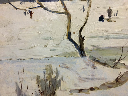 Textured impressionist oil painting Winter park by George Petrovich