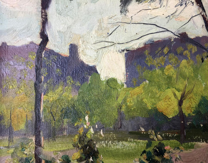Oil painting City Park by Evgeny Nikolaevich Tkachenko impressionist landscape