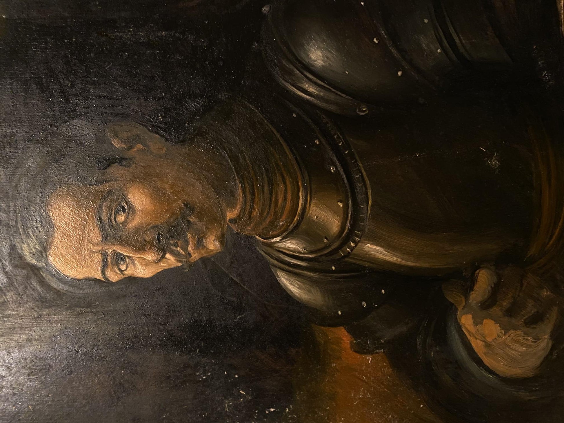 Oil painting portrait in armor by Alexander Arkadievich Litvinov